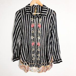 Anthro Button Down Floral Shirt, Size Small